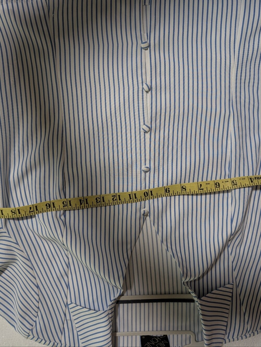 Milk Honey XL Blue & White Stripe Puff Sleeve Button Front Blouse NWT - Picture 10 of 12